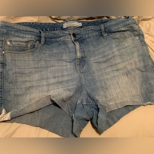 Torrid High Rise Light Wash Shorts with Lace